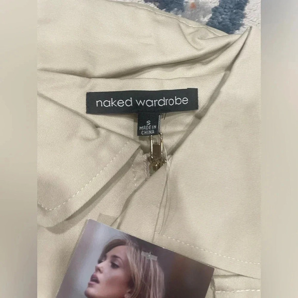 NAKED WARDROBE Khaki Trench Coat Size Small - Picture 4 of 5